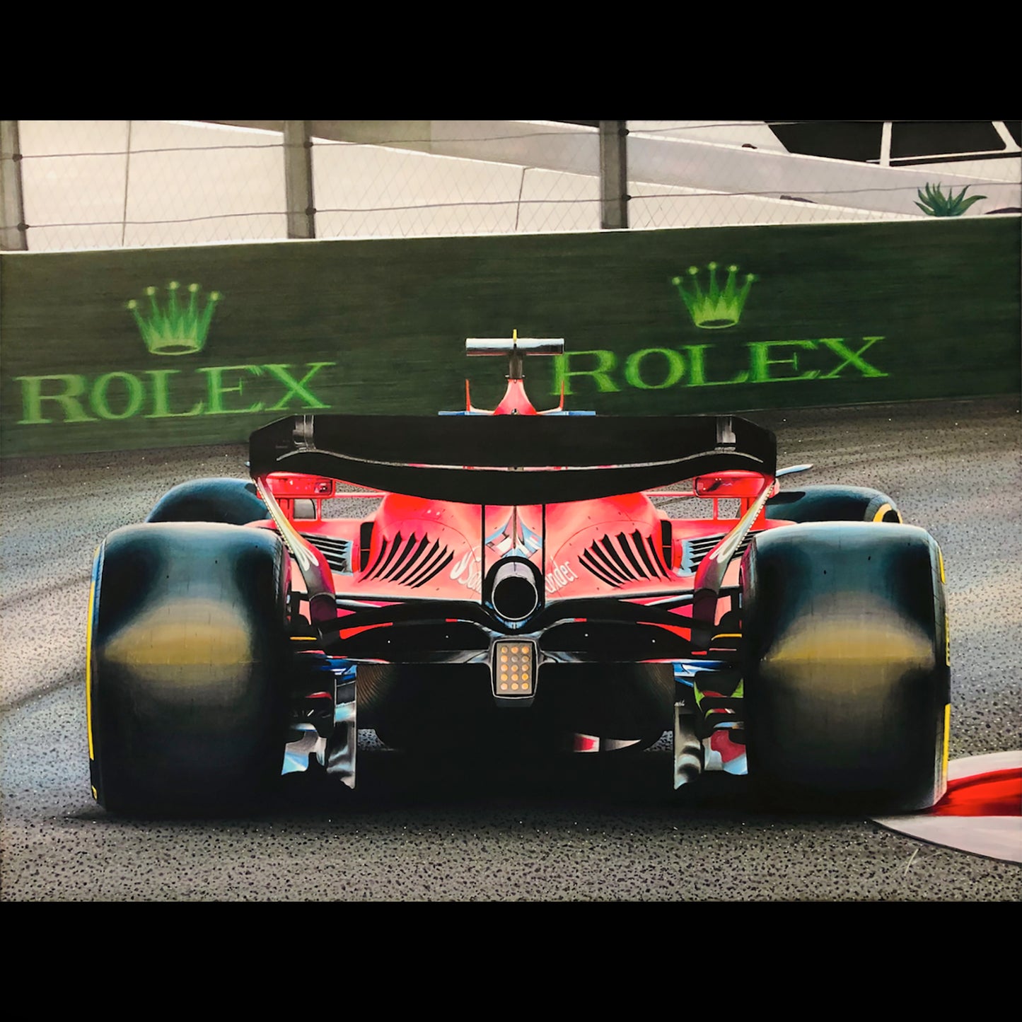 2024 F1 Ferrari SF-24 (Charles Leclerc, Monaco) Hand-Made Sketch Hyperrealism Grain 160g Unframed Artwork with No Frame