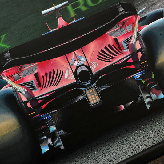 2024 F1 Ferrari SF-24 (Charles Leclerc, Monaco) Hand-Made Sketch Hyperrealism Grain 160g Unframed Artwork with No Frame