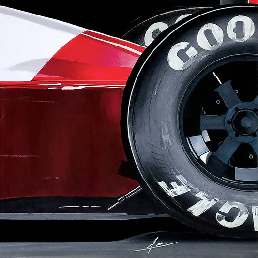 1988 McLaren MP4/4 Hyperrealism Drawing, 22" x 28", No Frame, Hand-Made Sketch, Unique Artistic Design Featuring Iconic Features